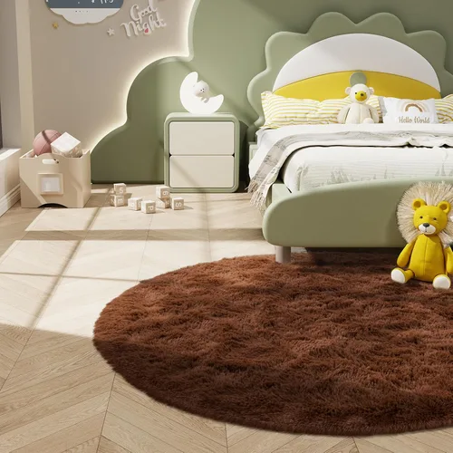 Vista 2 de LOCHAS Alfombras redondas y esponjosas de lujo para dormitorio, habitación de niños y niñas, guardería, alfombra circular súper suave, bonita
