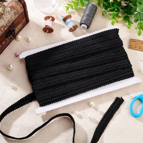 Vista 5 de FINGERINSPIRE 11 yardas de 5/8 pulgadas de color negro trenza de poliéster decorativo trenza Gimp Trim para bricolaje, manualidades, disfraces
