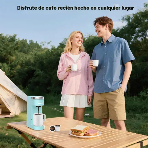 Vista 7 de CHULUX Cafetera delgada de una sola porción, cafetera ligera K-pod para viajes y hogar, color cian