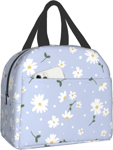 Vista 11 de Nerxy Lonchera a cuadros de búfalo azul, moderna, 8 x 5 x 8.5 pulgadas, suave bolsa de almuerzo para mujeres, niños, adultos, trabajo, escuela