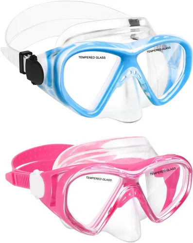 Vista 13 de ACQCES Gafas de natación para niños, máscara de buceo para niños y niñas de 5 a 15 años, gafas de natación antivaho de dos colores con cubierta