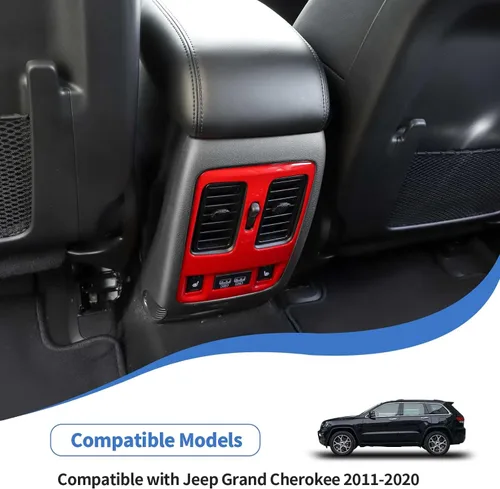 Vista 4 de JeCar Cubierta de ventilación de asiento trasero, accesorios interiores compatibles con Jeep Grand Cherokee WK2 2011-2020, color rojo Rojo A