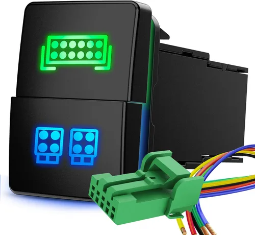 Vista 8 de Nilight Interruptor de botón pulsador para luces AUX 12V ENCENDIDO Apagado con kit de cable conector 1.28" x 0.87" de reemplazo para Toyota Sequoia