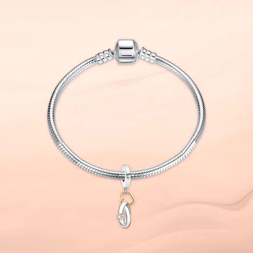 Vista 2 de H.ZHENYUE Colgante de plata esterlina S925 para pulsera, collar, amor, regalos para mujeres y niñas, Plata esterlina, Circonita Cúbica