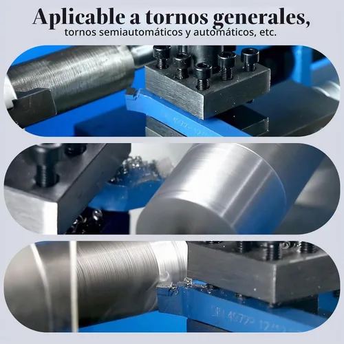 Vista 8 de 10 piezas de herramientas de corte de torno de metal de 1/4", juego de herramientas de corte de punta de carburo C-6, kit de herramientas de corte