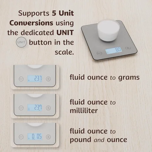 Vista 5 de Báscula inteligente de alimentos para preparación de comidas con calculadora nutricional, rastreador de macro de calorías, báscula digital de cocina