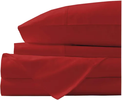 Vista 2 de BedDecor Juego de funda de edredón de 5 piezas con forro plateado de 600 hilos, 100% algodón egipcio (individual/individual XL, rojo sangriento)
