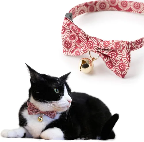 Vista 11 de Necoichi Kiku Ribbon Bow Tie Cat Collar (azul bebé)