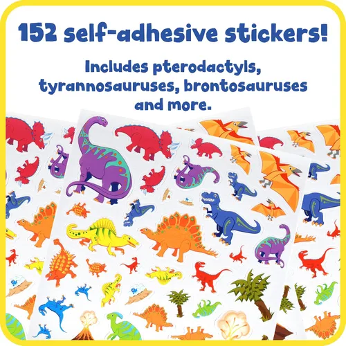 Vista 2 de READY 2 LEARN Calcomanías de espuma – Dinosaurios – Paquete de 152 – Calcomanías autoadhesivas para niños – Calcomanías de dinosaurio hinchadas 3D