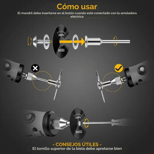 Vista 6 de Juego de 44 ruedas de corte negras compatibles con plástico para herramienta giratoria, hojas de sierra circular HSS 6 piezas, discos de corte