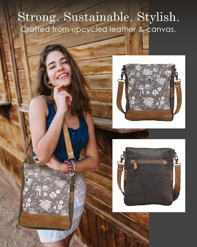 Vista 2 de Myra Bag Floral Purse - Canvas Bags for Women, Over The Shoulder Purse