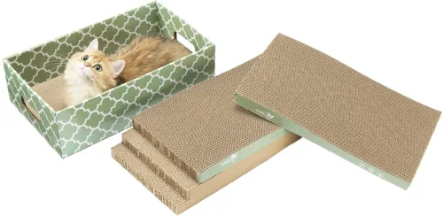 Vista 11 de Cat Scratcher Cardboard Scratching Pads Scratch with Catnip 2PCS Reversible Corrugated Cardboard