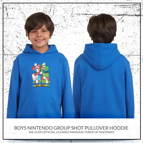 Vista 8 de Nintendo Super Mario Bros Clothing - Sudadera con capucha de Mario Kart para niños Azul gris