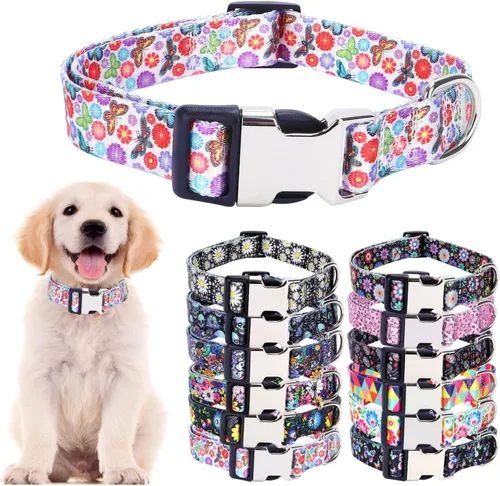 Vista 26 de Collares para perros pequeños, con patrón de impresión 3D, de nailon suave, ajustables, para perros pequeños, medianos, grandes, hembra, niño 1