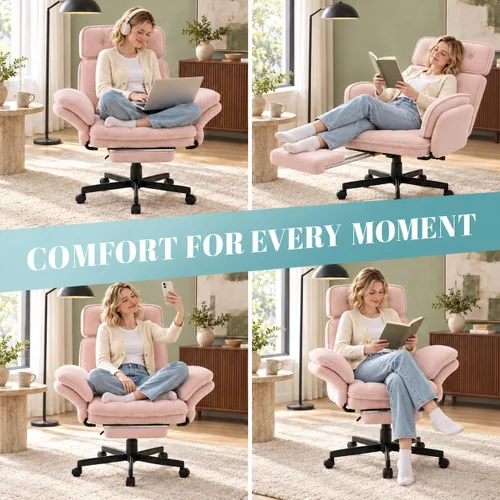 Vista 8 de Silla de oficina Criss Cross con ruedas, brazos abatibles y reposacabezas Rosa