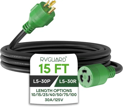 Vista 10 de RVGUARD Cable de extensión de generador de 3 clavijas, 30 amperios y 10