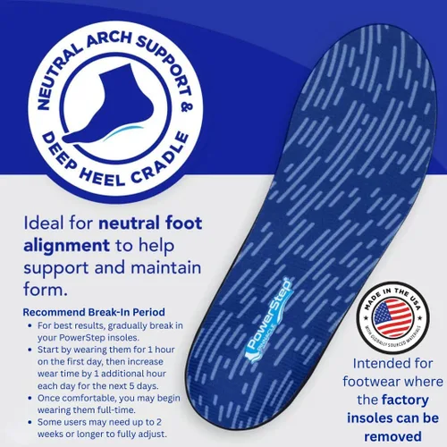 Vista 4 de Plantilla para zapato ortopédico Powerstep Pinnacle., Azul, hombre 3-3.5, mujer 5-5.5