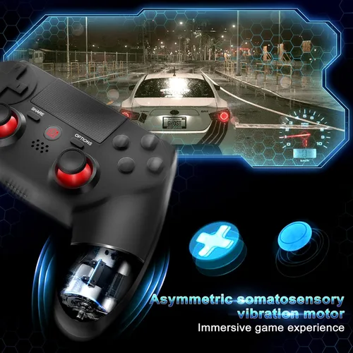 Vista 2 de Wireless Controller Compatible with PS4 System - Gamepad Joystick with Dual Vibration, 6-Axis Gyro Sensor, Audio Function for Playstation 4 SlimPro