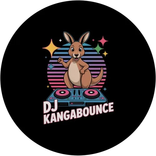 Vista 3 de DJ Kangabounce Kangaroo Party DJ Retro Tocadiscos Vibes PopSockets Adhesivo PopGrip