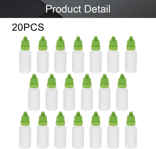 Vista 4 de Othmro 20 botellas de plástico de polietileno de 0.5 onzas, botellas de gotero de ojos de laboratorio de 0.5 fl oz, botella de gota líquida