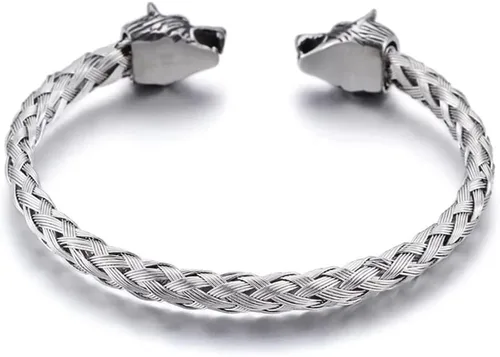 Vista 3 de JILIYUPA Juego de 2 pulseras con colgante vikingo nórdico para hombres y mujeres, collar clásico de acero inoxidable, collar vikingo negro