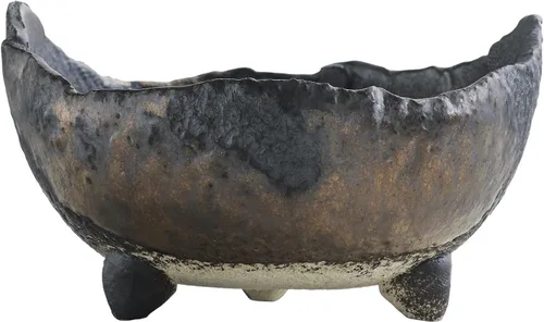 Vista 6 de Maceta de bonsái japonesa artesanal en forma de media luna de la serie Banko de Wazakura 4.72 in (120 mm), maceta de jardín de cerámica sin esmaltar