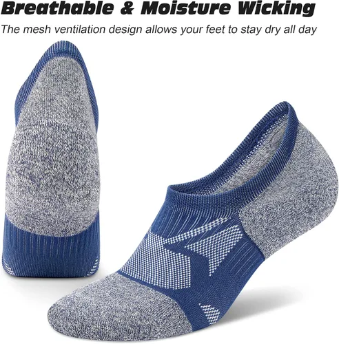Vista 5 de Gonii Calcetines invisibles para hombre, de corte bajo, acolchados, para correr, 6 pares