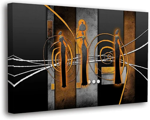 Vista 29 de SpiritualHands Máscaras africanas - Lienzo decorativo para pared, lienzo de dama africana, vibrante arte de pared africano hecho a mano