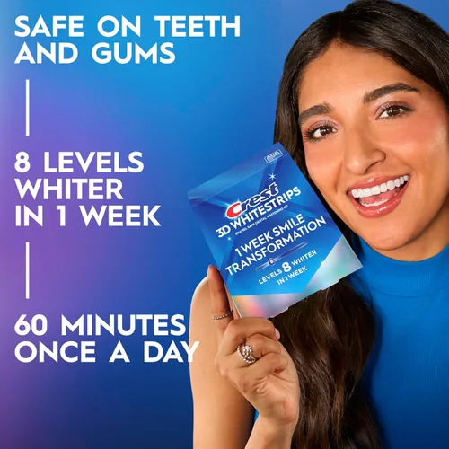 Vista 11 de Crest 3D Whitestrips, Transformación de Sonrisa de 1 Semana, Tiras Blanqueadoras 3D White, Kit de Tiras Blanqueadoras de Dientes, 14 Tratamientos