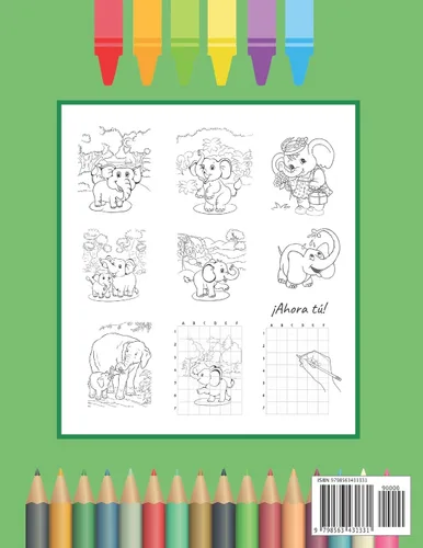 Vista 2 de ELEFANTES - DIBUJA Y COLOREA Libro infantil para Dibujar y Colorear Aprende a Dibujar Lindos Elefantes Bonito Regalo para niños y niñas a partir