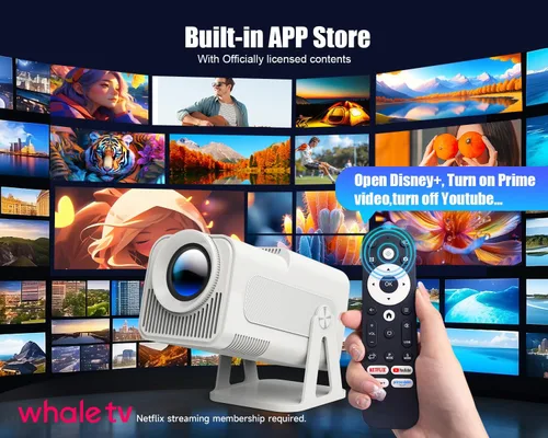 Vista 7 de [Licencia de Netflix] Magcubic Mini proyector con WiFi y Bluetooth, Android 13 integrado, proyector inteligente portátil 1080P con soporte 4K