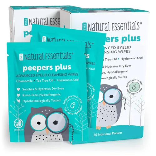Vista 11 de Toallitas para párpados Peepers Plus de Natural Essentials, toallitas para ojos sin conservantes y sin enjuague para uso diario, ácido hialurónico