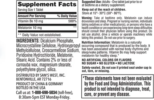Vista 2 de Member's Mark - Suplemento dietético de melatonina de 10 mg (250 ct.)