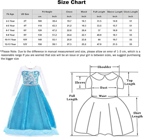 Vista 5 de Familycrazy Princess Costume Princess Dresses for Girls Dress up Fancy Halloween Christmas for ToddlerNo Accessories