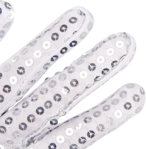 Vista 4 de PURFUN Guantes de baile de lentejuelas brillantes para adultos, disfraz de Halloween, guantes cortos con purpurina