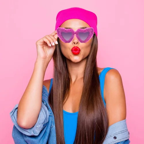 Vista 5 de Gafas de sol de piel para mujer, con forma de corazón, gafas de sol de moda, para fiesta de Halloween
