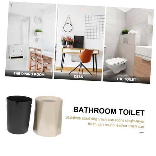 Vista 4 de Cabilock Bote de basura de diseño moderno para la oficina en casa, versátil, simple, elegante, para sala de estar, dormitorio, baño, cocina, compacto
