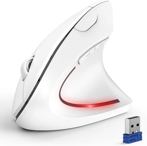 Vista 13 de TECKNET Ratón Ergonómico, Ratón Vertical Inalámbrico Bluetooth, Seguimiento Óptico 4800 DPI, 6 DPI Ajustables, Clics Silenciosos, 2.4GHz