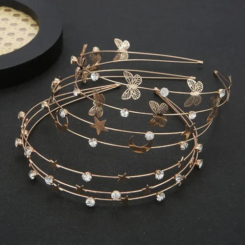Vista 6 de Beaupretty 3 diademas de fiesta de diamantes de imitación de metal para niñas, damas de honor, novia, diamantes de imitación y diademas decorativas