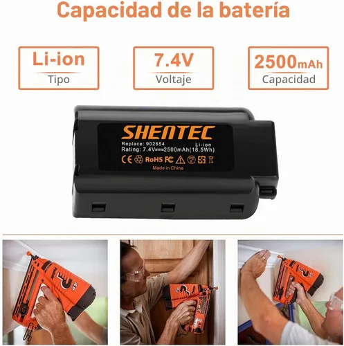 Vista 5 de Shentec - Batería compatible con Paslode 902654 902600 906800 (7,4 V, 2500 mAh)
