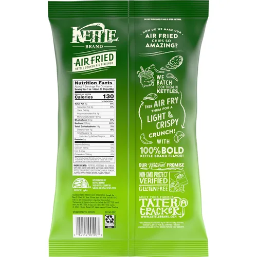 Vista 3 de Kettle Brand Papas fritas, chips de caldera jalapeño fritas al aire, bolsa de 6.5 onzas