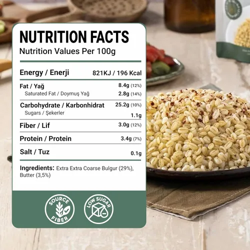 Vista 2 de Duru Bulgur Pilaf con mantequilla, 8,8 onzas, Heat & Eat, 100% natural, sin OMG, libre de BPA, sin grasas trans, sin conservantes