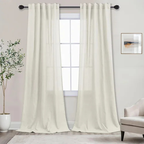 Vista 105 de Mrs.Naturall Cortinas negras de 45 pulgadas de largo, cortinas cortas de lino transparente para privacidad para cocina, dormitorio, ventanas