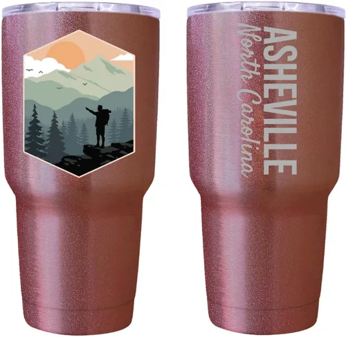 Vista 7 de Asheville North Carolina Souvenir - Vaso aislado de acero inoxidable, 24 onzas, color verde