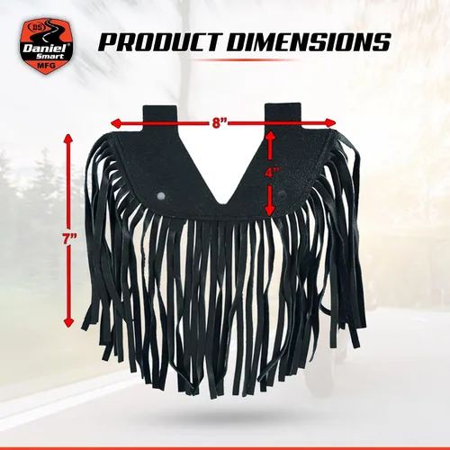Vista 5 de Daniel Smart - Tabla de suelo de cuero para motocicleta con flecos, duradera, universal, color negro, borla, 1 pieza