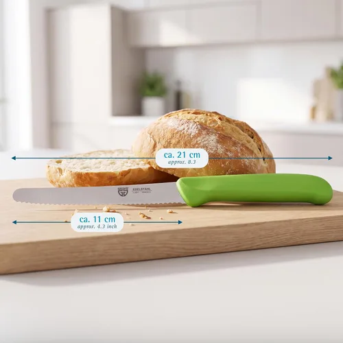 Vista 3 de GRÄWE cuchillo de mesa 6 piezas, juego de cuchillos para cortar, paquete de 6 cuchillos de pan, cuchillo de desayuno con borde dentado en un lado