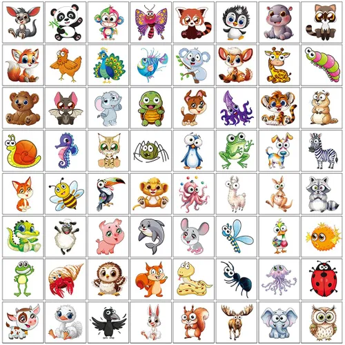 Vista 3 de Tatuajes temporales de animales para niños, 160 piezas de tatuajes más grandes mezclados lindos animales, regalos de fiesta, regalos de Navidad