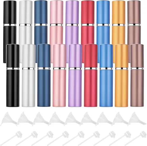 Vista 17 de Botellas atomizadoras de perfume de viaje recargables, 2 botellas de spray portátiles de 0.3 fl oz, atomizador de perfume recargables para después
