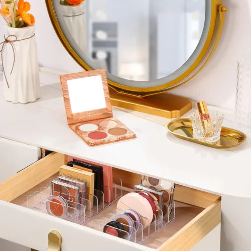 Vista 5 de Luxspire Organizador de sombra de ojos acrílica, paquete de 2 organizadores de cajones de maquillaje, organizador de paleta de maquillaje cosmético