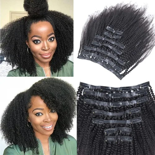 Vista 8 de Extensiones de cabello humano rizado sin costuras 3A 3B, color negro natural, ultra fino, doble trama, PU, invisible, clip, 7 unidades, 14 pulgadas